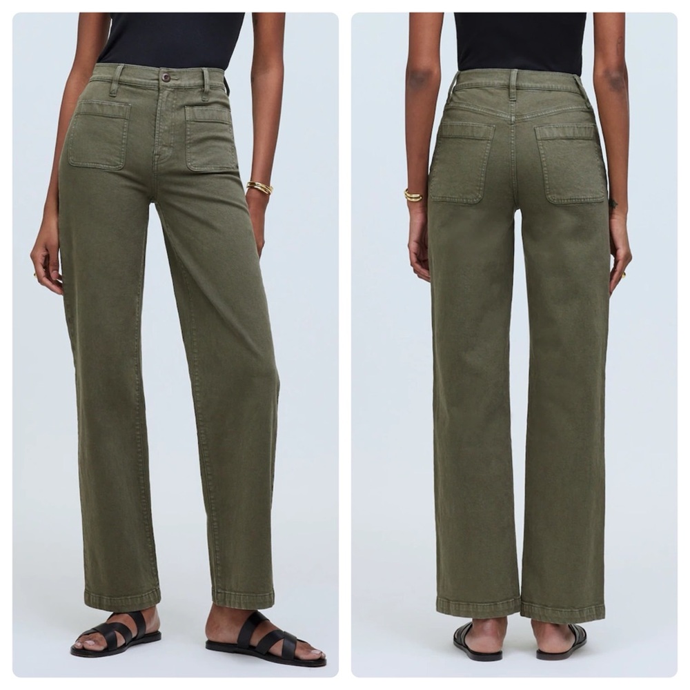 Madewell Olive Green Wide-Leg Flare Jeans